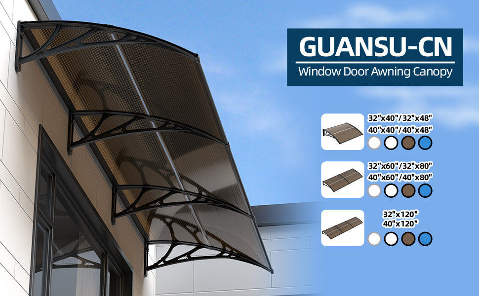 Toldo para puerta ventana UV lluvia nieve protección solar hoja hueca de policarbonato dosel exterior fácil de instalar