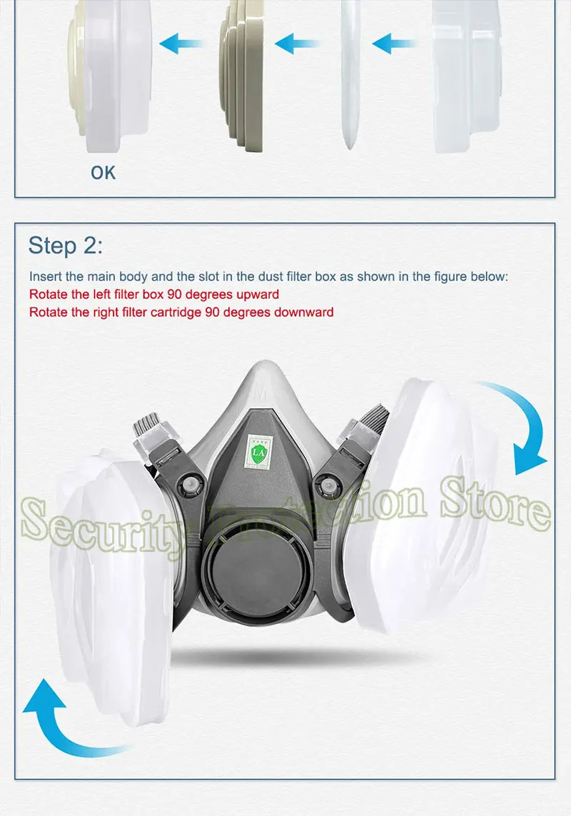 Mascarilla de Gas 6200, protector antipolvo de media cara, filtros de partÃÂculas 5N11, respirador de seguridad, pintura en aerosol para trabajo Industrial