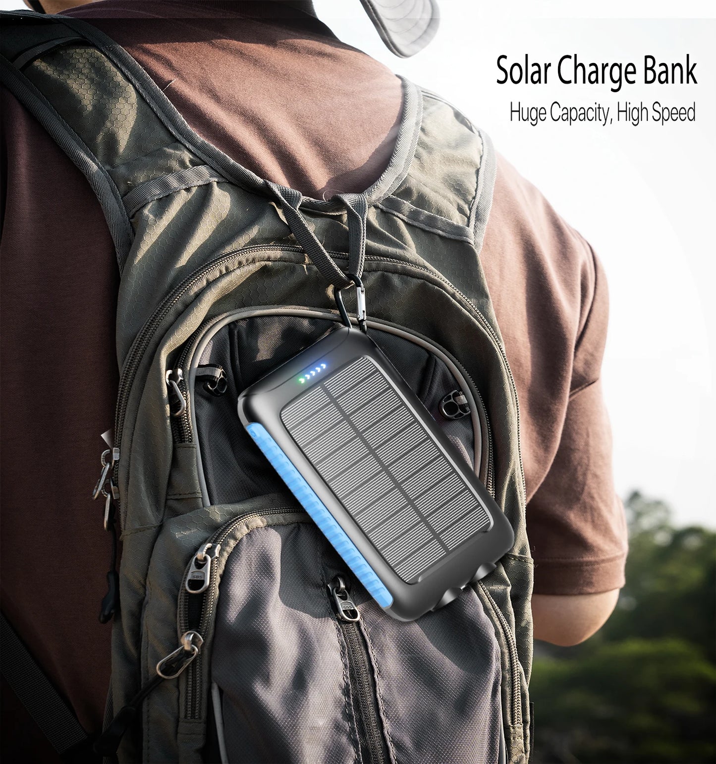 Cargador portátil tipo banco de energÃa Solar de 38800mAh con USB Dual, carga rápida, resistente al agua, LED para teléfonos y tabletas para acampar al aire libre