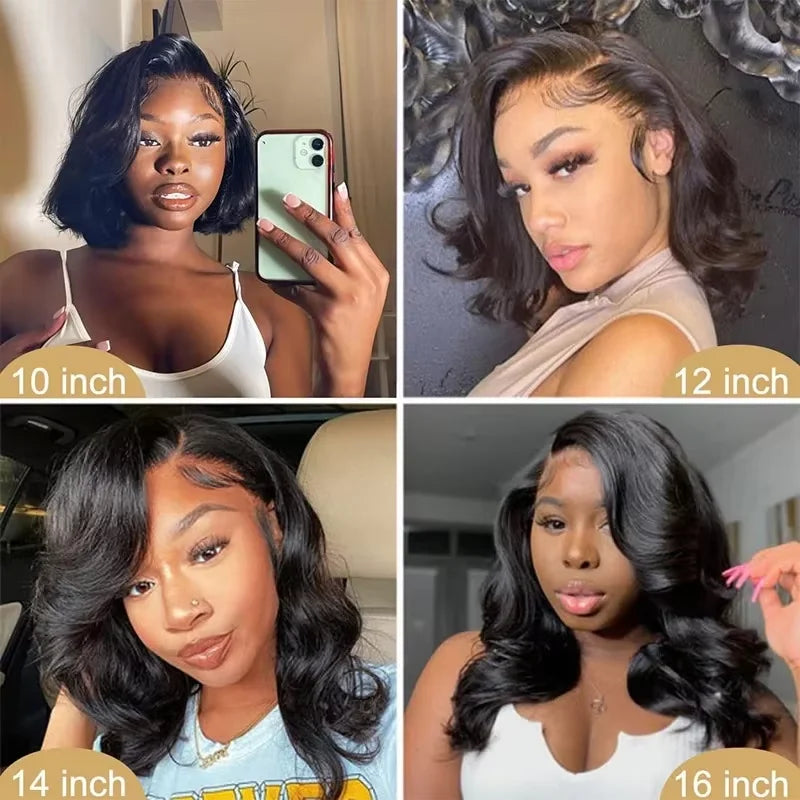 Peluca Frontal de encaje HD 250% ondulada, peluca Bob corto, cabello humano sin pegamento, cabello humano ondulado 13x4, pelucas frontales de encaje transparente para mujeres
