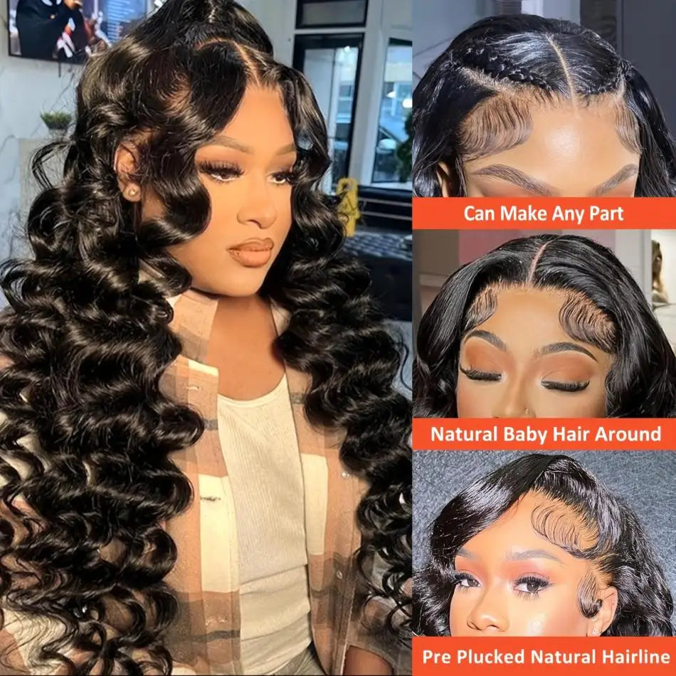 Peluca Frontal de onda profunda suelta de 30 pulgadas, cabello humano 13x4, peluca con malla Frontal rizada, pelucas de agua de encaje HD transparente, densidad 180 brasileña