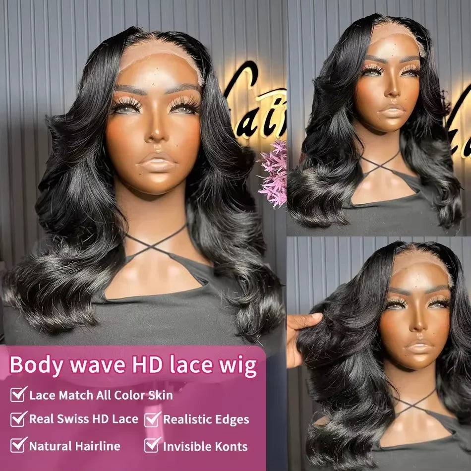 Peluca Frontal de encaje HD 250% ondulada, peluca Bob corto, cabello humano sin pegamento, cabello humano ondulado 13x4, pelucas frontales de encaje transparente para mujeres