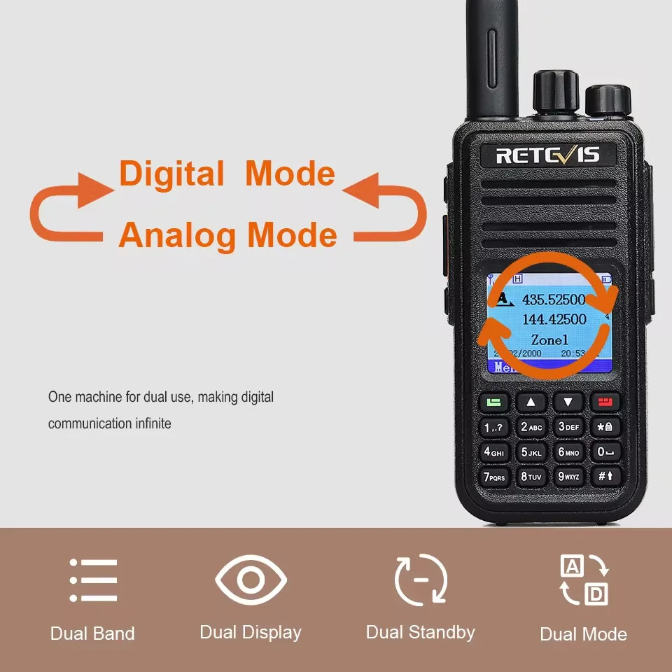 Retevis RT3S DMR walkie talkies de largo alcance radio portátil recargable radio a pilas camping walkie talkie emisora radioaficionado radio emergencia supervivencia profesionales walkie-talkies Cifrado AES256 GPS APRS