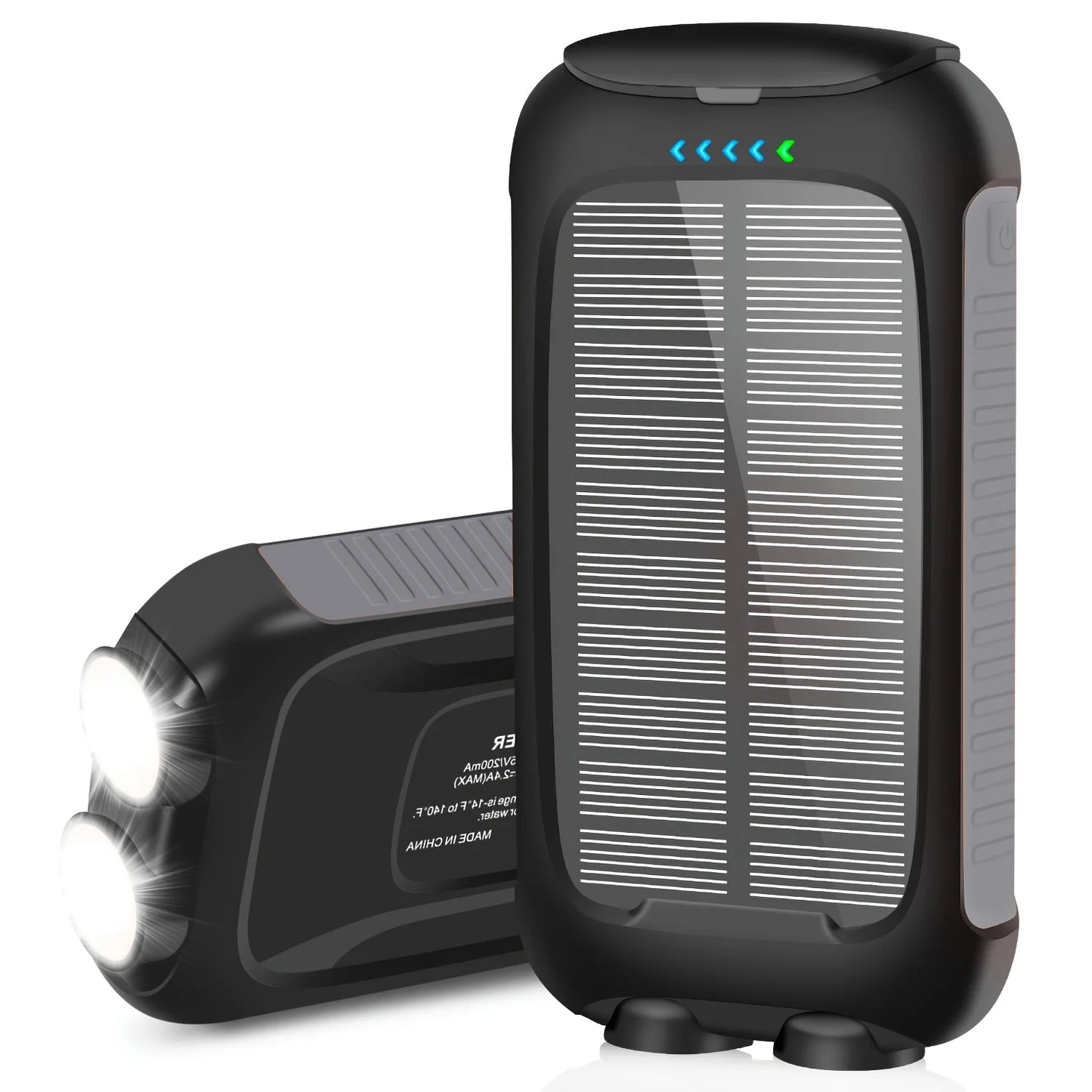 Banco de energÃa Solar de 10000mAh, portátil, resistente al agua, carga rápida, USB Dual, cargador para exteriores, luz LED para acampar, senderismo y viajes