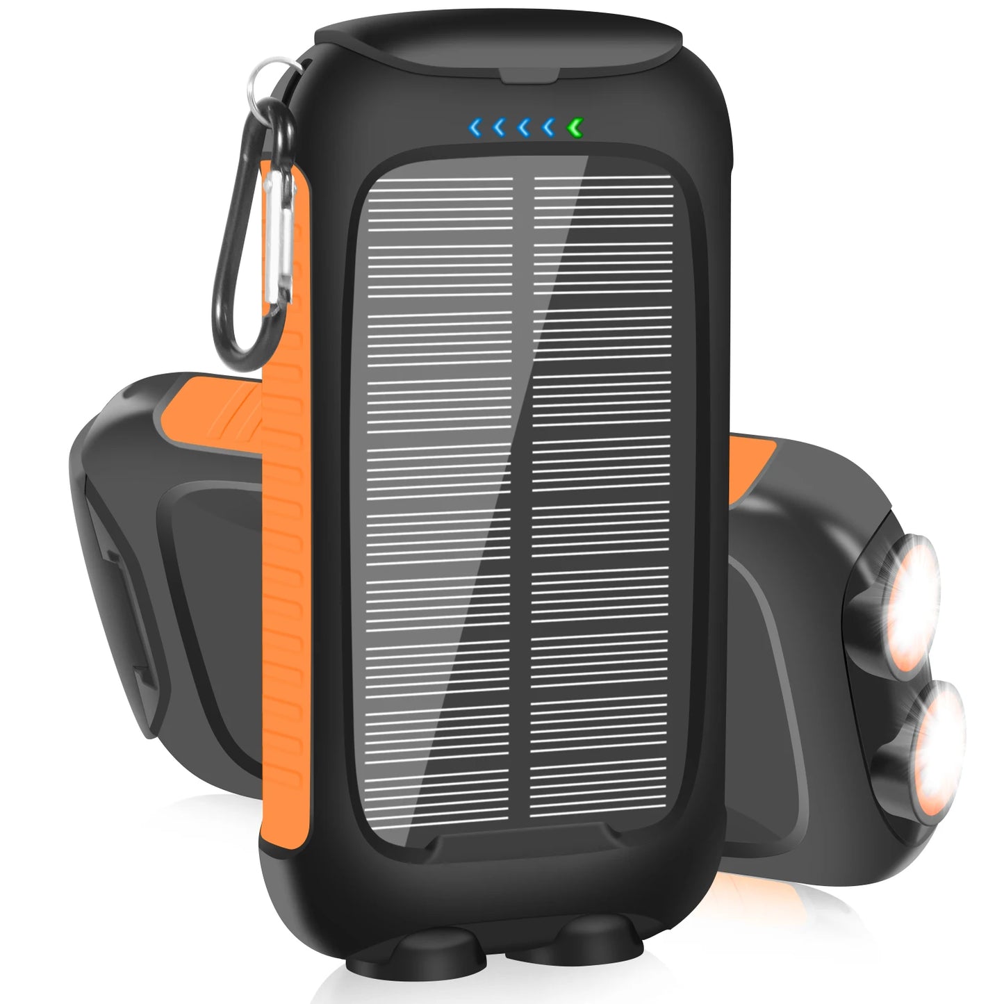 Banco de energÃa Solar de 10000mAh, portátil, resistente al agua, carga rápida, USB Dual, cargador para exteriores, luz LED para acampar, senderismo y viajes