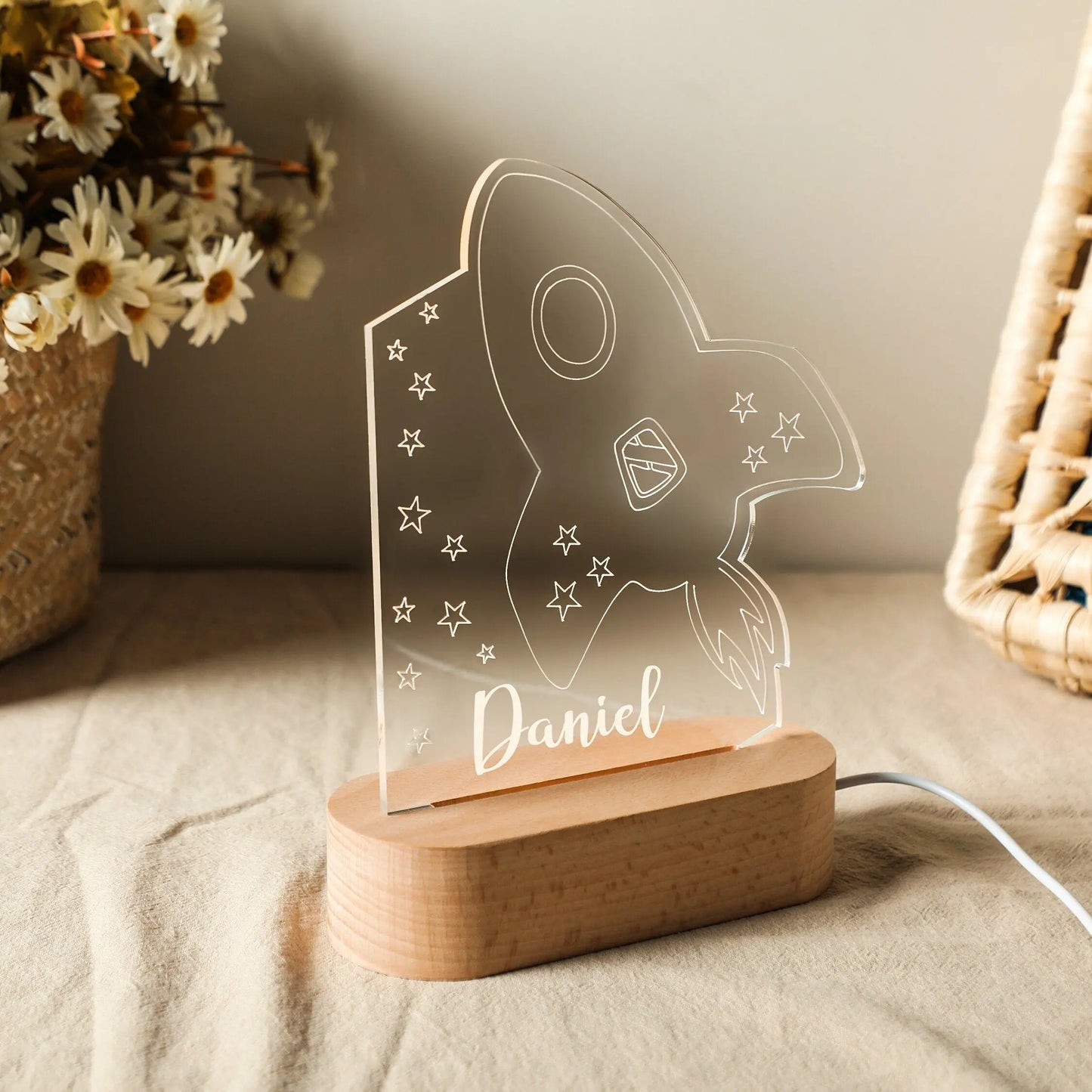 Luz nocturna USB para bebés y niños, lámpara personalizada con nombre para niños, decoración del hogar para dormitorio de recién nacidos, regalo de recuerdo de cumpleaños