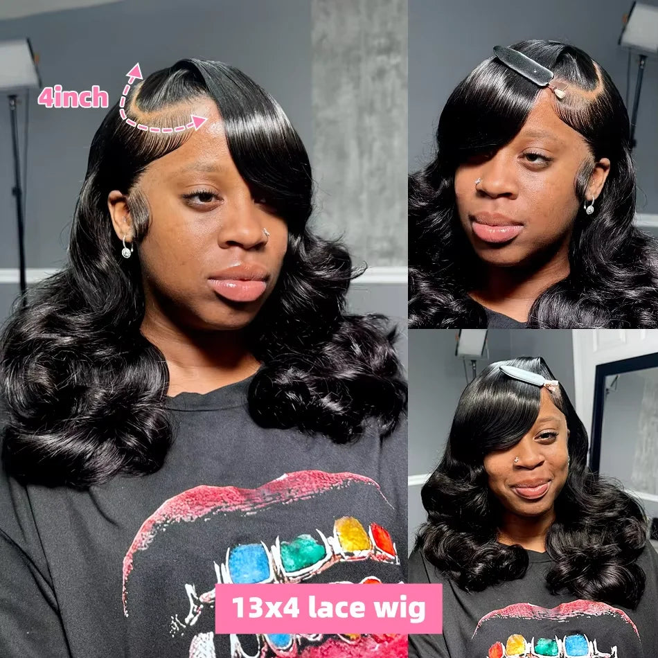 Peluca Frontal de encaje HD 250% ondulada, peluca Bob corto, cabello humano sin pegamento, cabello humano ondulado 13x4, pelucas frontales de encaje transparente para mujeres