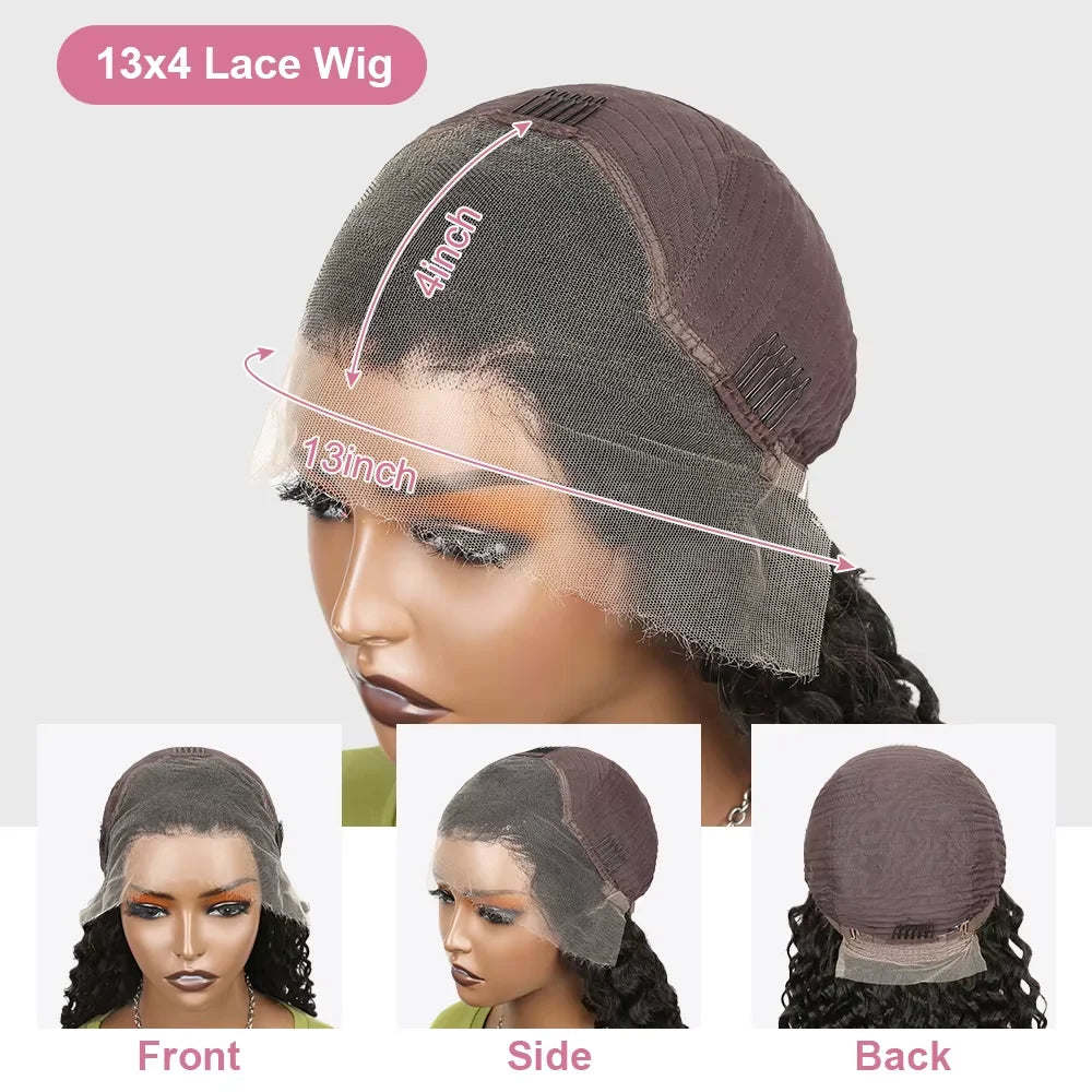 Peluca Frontal de encaje HD 250% ondulada, peluca Bob corto, cabello humano sin pegamento, cabello humano ondulado 13x4, pelucas frontales de encaje transparente para mujeres