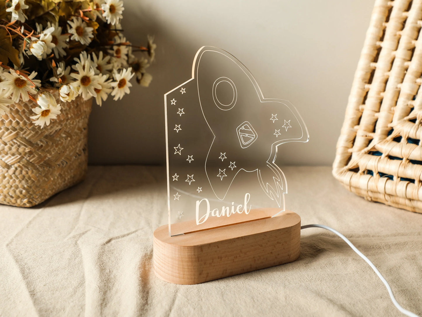 Luz nocturna USB para bebés y niños, lámpara personalizada con nombre para niños, decoración del hogar para dormitorio de recién nacidos, regalo de recuerdo de cumpleaños