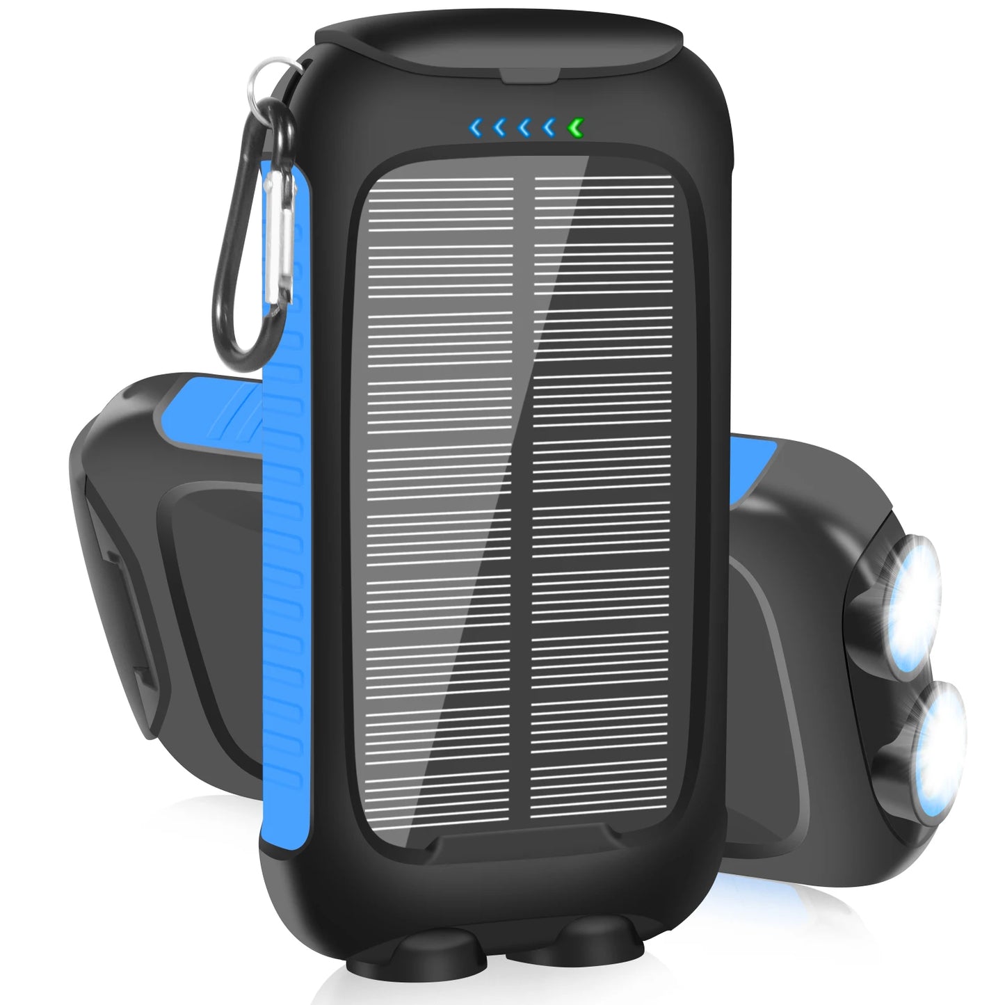 Banco de energÃa Solar de 10000mAh, portátil, resistente al agua, carga rápida, USB Dual, cargador para exteriores, luz LED para acampar, senderismo y viajes
