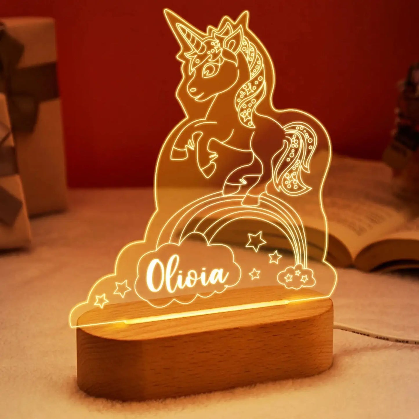 Luz nocturna USB para bebés y niños, lámpara personalizada con nombre para niños, decoración del hogar para dormitorio de recién nacidos, regalo de recuerdo de cumpleaños