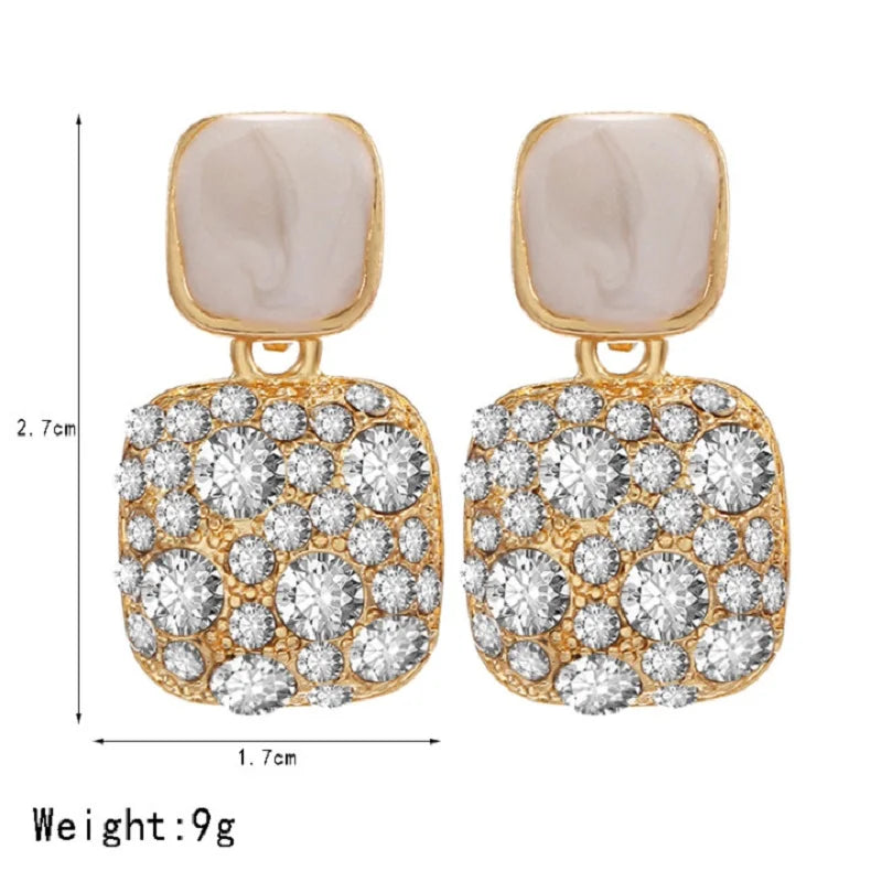 Nuevos pendientes geométricos de cristal brillante púrpura Vintage para mujer, pendientes de gota finos y encantadores, joyerÃa