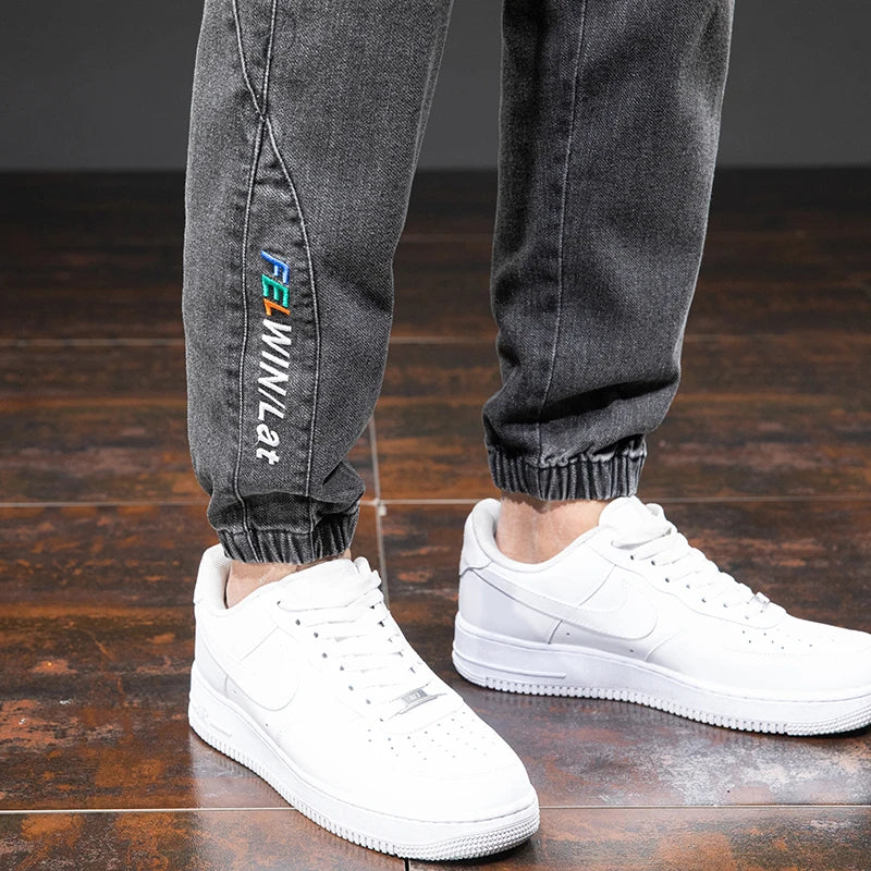 Primavera Verano negro azul Cargo Jeans hombres ropa de calle Denim Jogger pantalones hombres holgados Harem Jean pantalones de talla grande