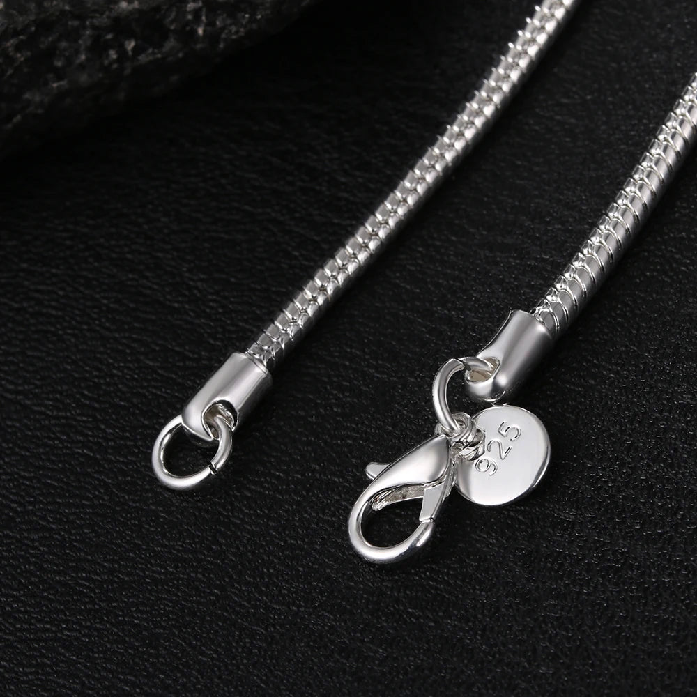 40-75 cm Plata de Ley 925 1 MM/2 MM/3 MM collar de cadena de serpiente sólida para hombres mujeres joyería de moda para colgante envío gratis