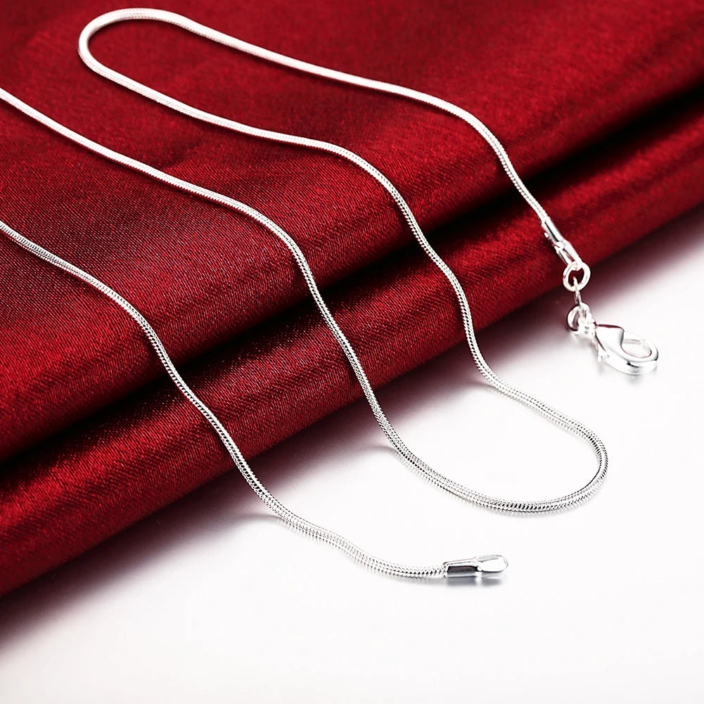 Lote de 10 Uds. De Plata de Ley 925, 16/18/20/22/24/26/28/30 pulgadas, collar de cadena de serpiente de 1mm para mujer y hombre, joyería de moda