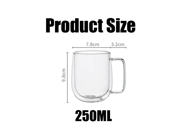 1-6 uds 80-450ML resistente al calor taza de cristal de té de doble pared cerveza café hecho a mano creativo bebida fría juego de vajilla transparente