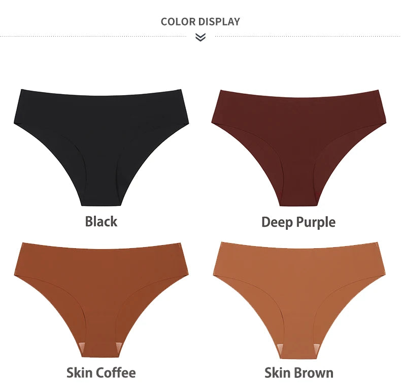 Conjunto de 3 uds de bragas sin costuras para mujer, ropa interior Sexy transpirable de cintura baja, bragas de seda sólidas, bragas invisibles sin costuras para mujer, calzones sin costura mujer