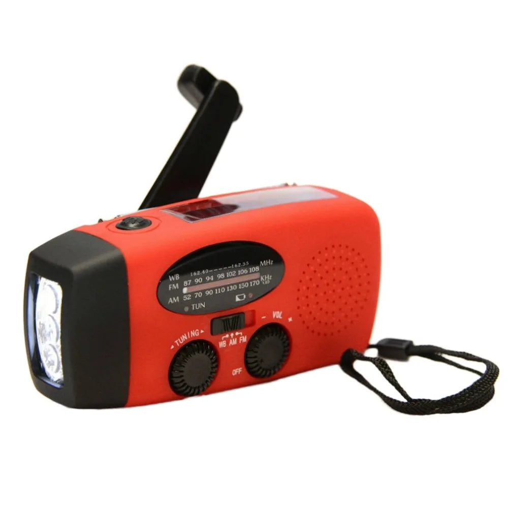 Radio de emergencia para acampar al aire libre, manivela Solar, Dinamo, Radio FM/AM/NOAA, cargador de teléfono de 2000Mah, Banco de energía, linterna SOS