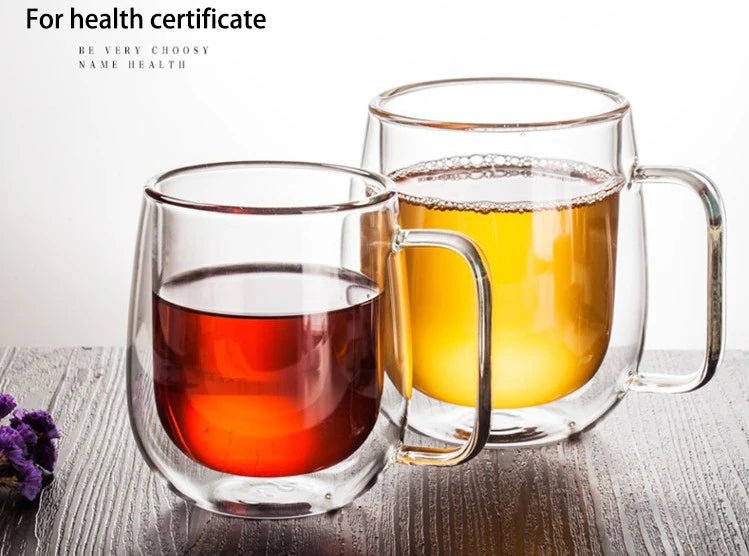 1-6 uds 80-450ML resistente al calor taza de cristal de té de doble pared cerveza café hecho a mano creativo bebida fría juego de vajilla transparente