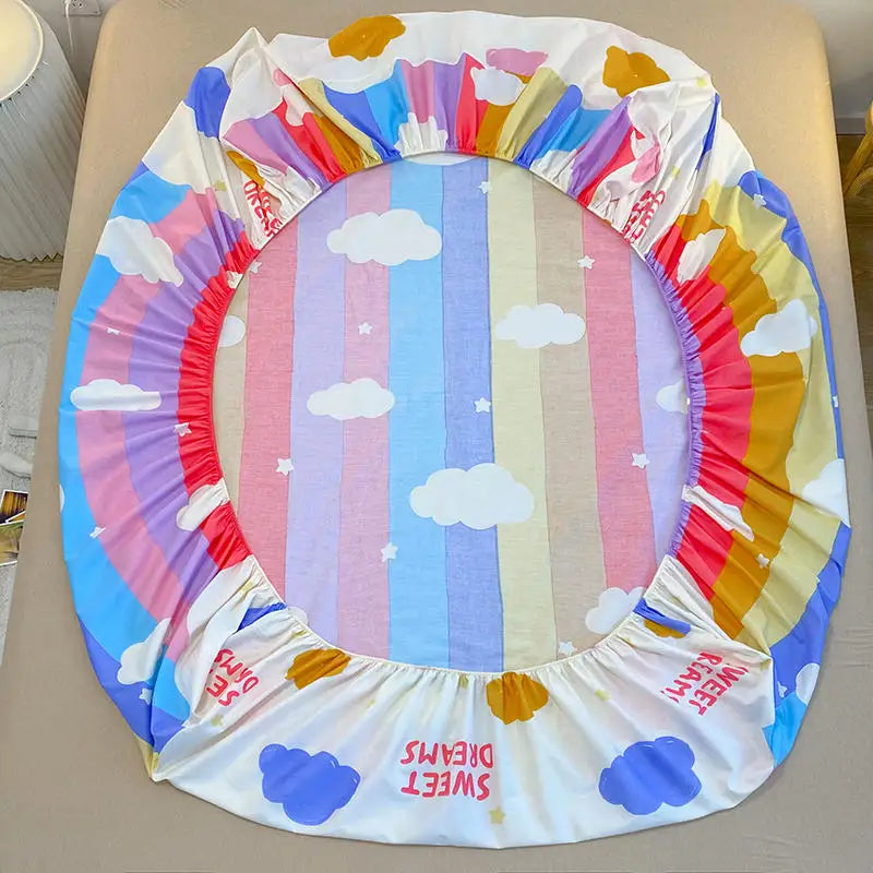 Bonenjoy-sábana bajera de algodón puro con estampado de dibujos animados de coche, funda de cama elástica, Sábana inferior individual, tamaño Queen, sin funda de almohada, 1 unidad