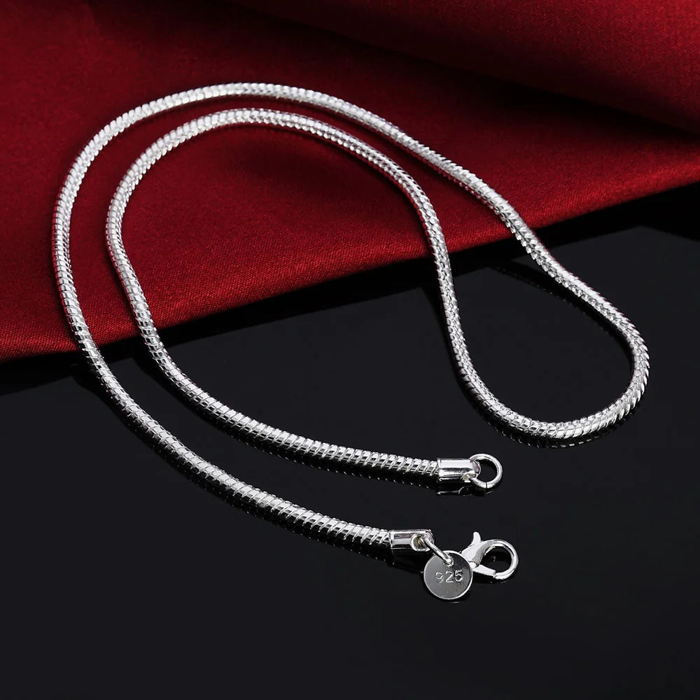40-75 cm Plata de Ley 925 1 MM/2 MM/3 MM collar de cadena de serpiente sólida para hombres mujeres joyería de moda para colgante envío gratis