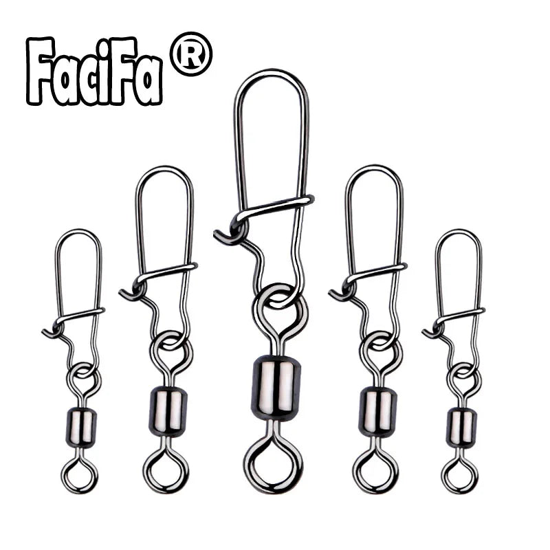 100 Uds rodamiento giratorio conector de pesca giratorio con broche giratorio de acero inoxidable señuelo de pesca gancho accesorios de pesca