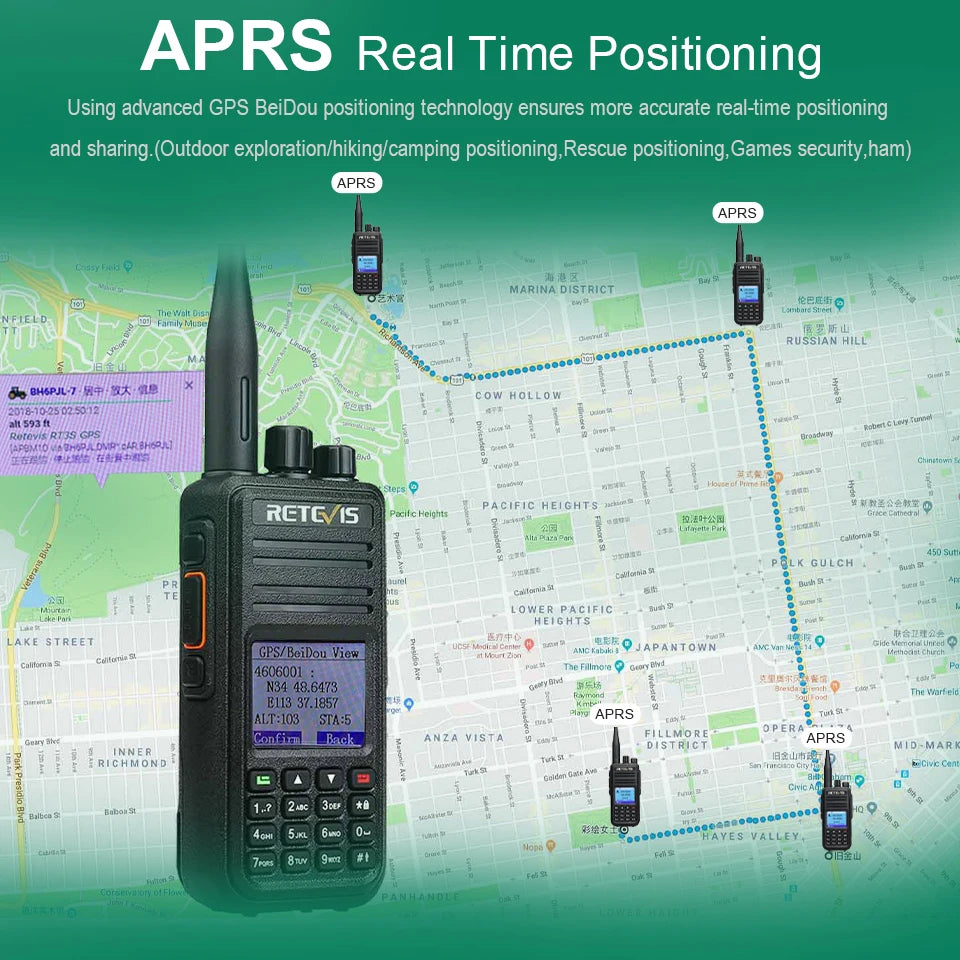 Retevis RT3S DMR walkie talkies de largo alcance radio portátil recargable radio a pilas camping walkie talkie emisora radioaficionado radio emergencia supervivencia profesionales walkie-talkies Cifrado AES256 GPS APRS
