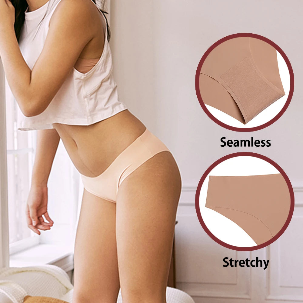Conjunto de 3 uds de bragas sin costuras para mujer, ropa interior Sexy transpirable de cintura baja, bragas de seda sólidas, bragas invisibles sin costuras para mujer, calzones sin costura mujer