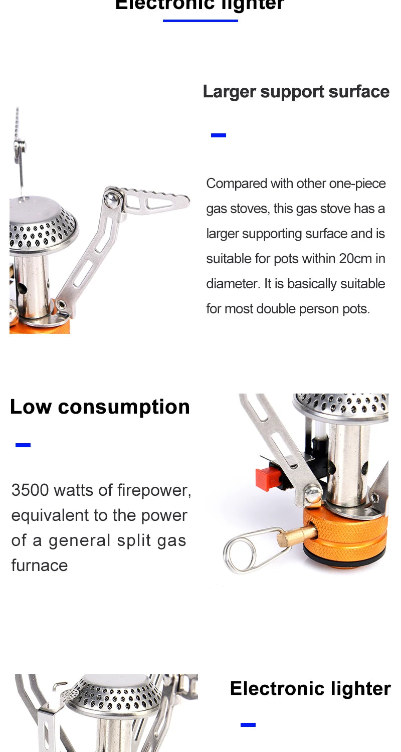 Widesea-estufa de Gas de una pieza para acampar, calentador, quemador turístico, plegable, pícnic al aire libre, suministros de equipo de cocina, horno de supervivencia