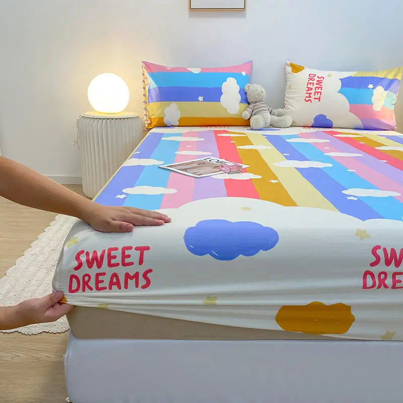 Bonenjoy-sábana bajera de algodón puro con estampado de dibujos animados de coche, funda de cama elástica, Sábana inferior individual, tamaño Queen, sin funda de almohada, 1 unidad