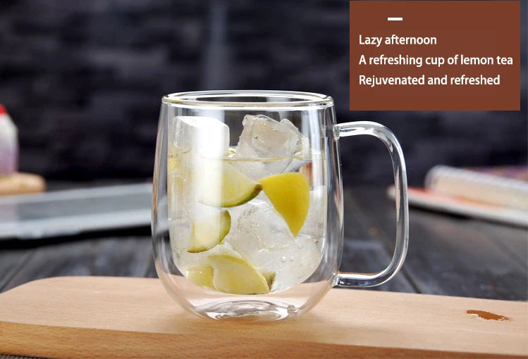 1-6 uds 80-450ML resistente al calor taza de cristal de té de doble pared cerveza café hecho a mano creativo bebida fría juego de vajilla transparente