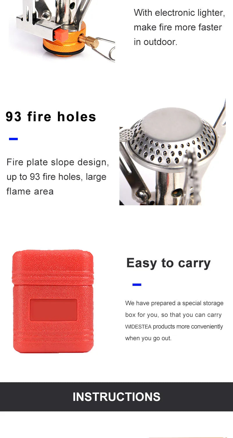 Widesea-estufa de Gas de una pieza para acampar, calentador, quemador turístico, plegable, pícnic al aire libre, suministros de equipo de cocina, horno de supervivencia