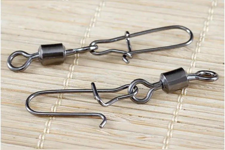 100 Uds rodamiento giratorio conector de pesca giratorio con broche giratorio de acero inoxidable señuelo de pesca gancho accesorios de pesca