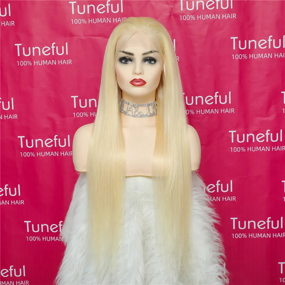 Pelucas de cabello humano Frontal de encaje Rubio 13x6 HD transparente 613 pelucas de cabello humano Frontal de encaje recto brasileño se pueden teñir en cualquier Color