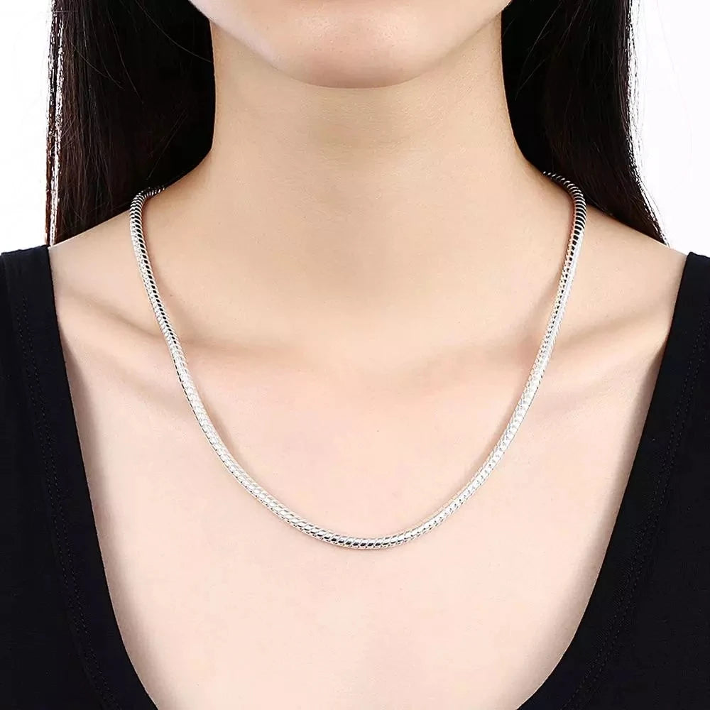 40-75 cm Plata de Ley 925 1 MM/2 MM/3 MM collar de cadena de serpiente sólida para hombres mujeres joyería de moda para colgante envío gratis