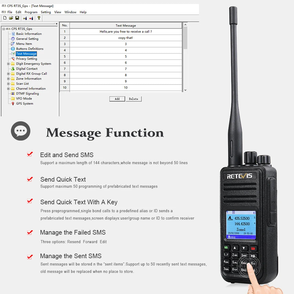 Retevis RT3S DMR walkie talkies de largo alcance radio portátil recargable radio a pilas camping walkie talkie emisora radioaficionado radio emergencia supervivencia profesionales walkie-talkies Cifrado AES256 GPS APRS