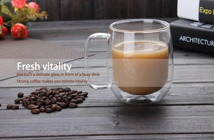 1-6 uds 80-450ML resistente al calor taza de cristal de té de doble pared cerveza café hecho a mano creativo bebida fría juego de vajilla transparente