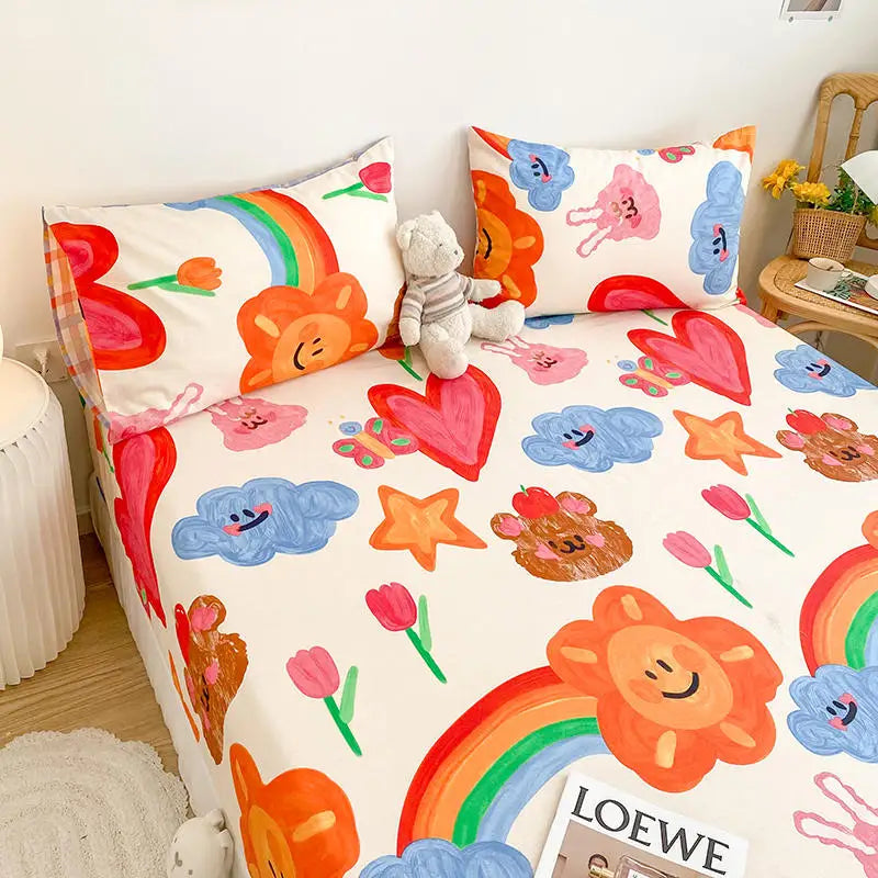 Bonenjoy-sábana bajera de algodón puro con estampado de dibujos animados de coche, funda de cama elástica, Sábana inferior individual, tamaño Queen, sin funda de almohada, 1 unidad
