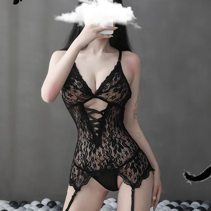 LencerÃa Sexy para mujer, ropa interior Sexi Lenceria con espalda abierta, picardÃas de una pieza, traje erótico Porno, Catsuit Nuisette
