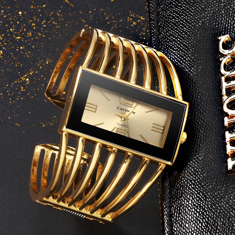 Reloj CANSNOW para mujer, reloj de pulsera de oro rosa a la moda de lujo, reloj de vestir para mujer, reloj de pulsera para mujer Saati para niñas, Relojes