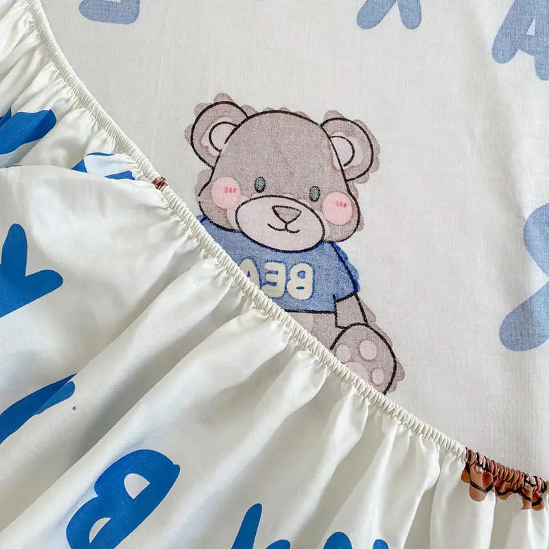 Bonenjoy-sábana bajera de algodón puro con estampado de dibujos animados de coche, funda de cama elástica, Sábana inferior individual, tamaño Queen, sin funda de almohada, 1 unidad