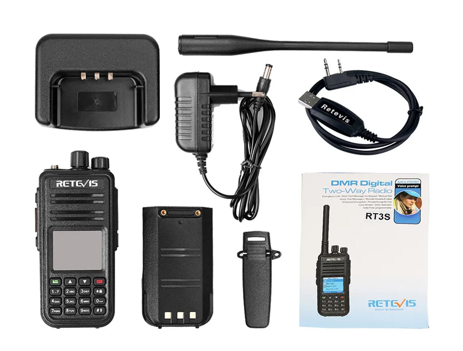 Retevis RT3S DMR walkie talkies de largo alcance radio portátil recargable radio a pilas camping walkie talkie emisora radioaficionado radio emergencia supervivencia profesionales walkie-talkies Cifrado AES256 GPS APRS