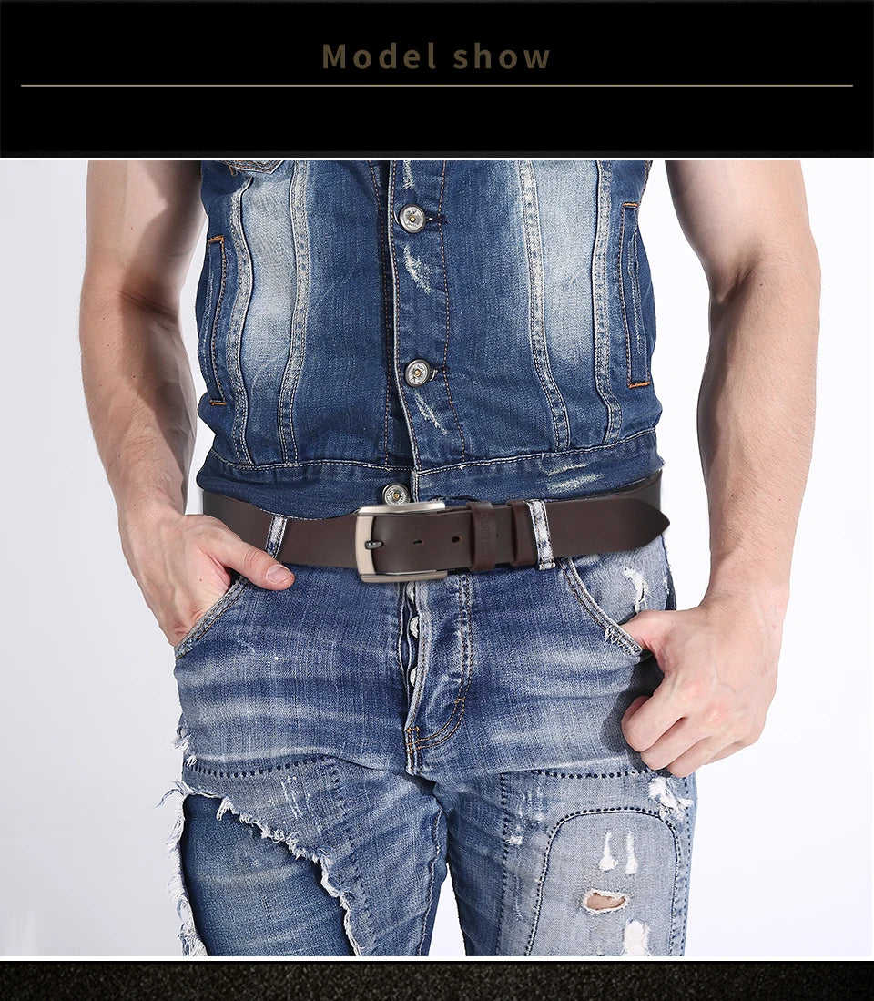 Cinturón de cuero genuino de alta calidad para hombre, cinturones de diseñador de lujo, correa de moda de piel de vaca para hombre, pantalones vaqueros para hombre vaquero