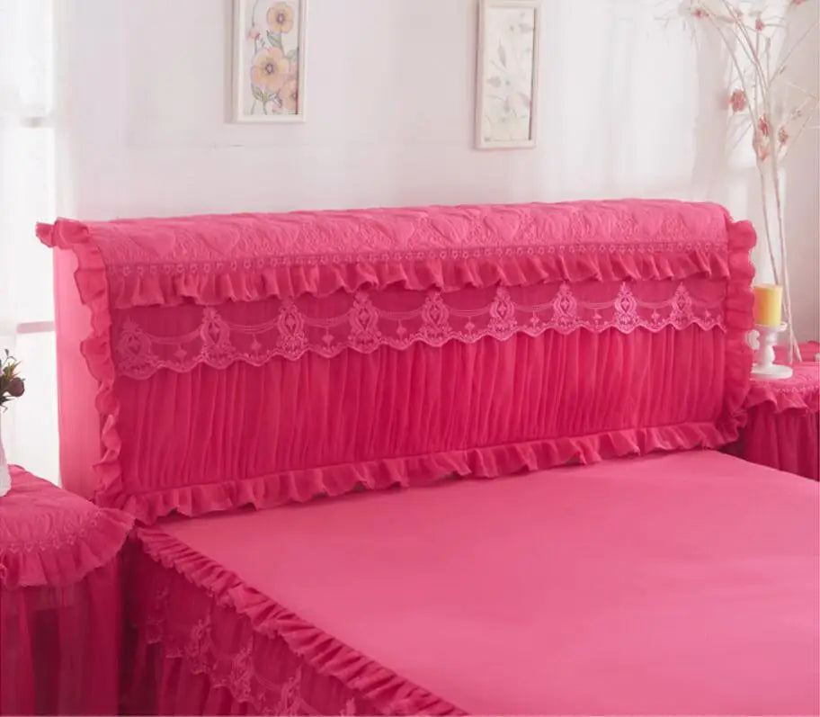 Ropa de cama de princesa de encaje de estilo coreano, faldas de cama, fundas de almohada, 100% de algodón, colchas Beige, funda de cama, textiles para el hogar de Color sólido