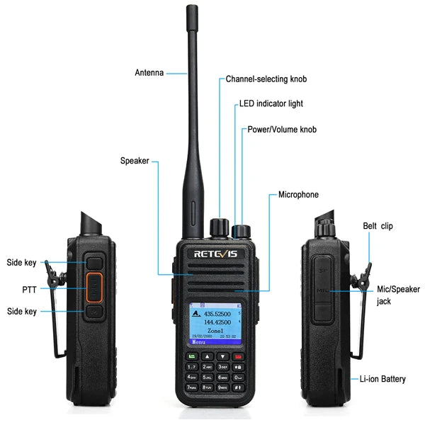 Retevis RT3S DMR walkie talkies de largo alcance radio portátil recargable radio a pilas camping walkie talkie emisora radioaficionado radio emergencia supervivencia profesionales walkie-talkies Cifrado AES256 GPS APRS