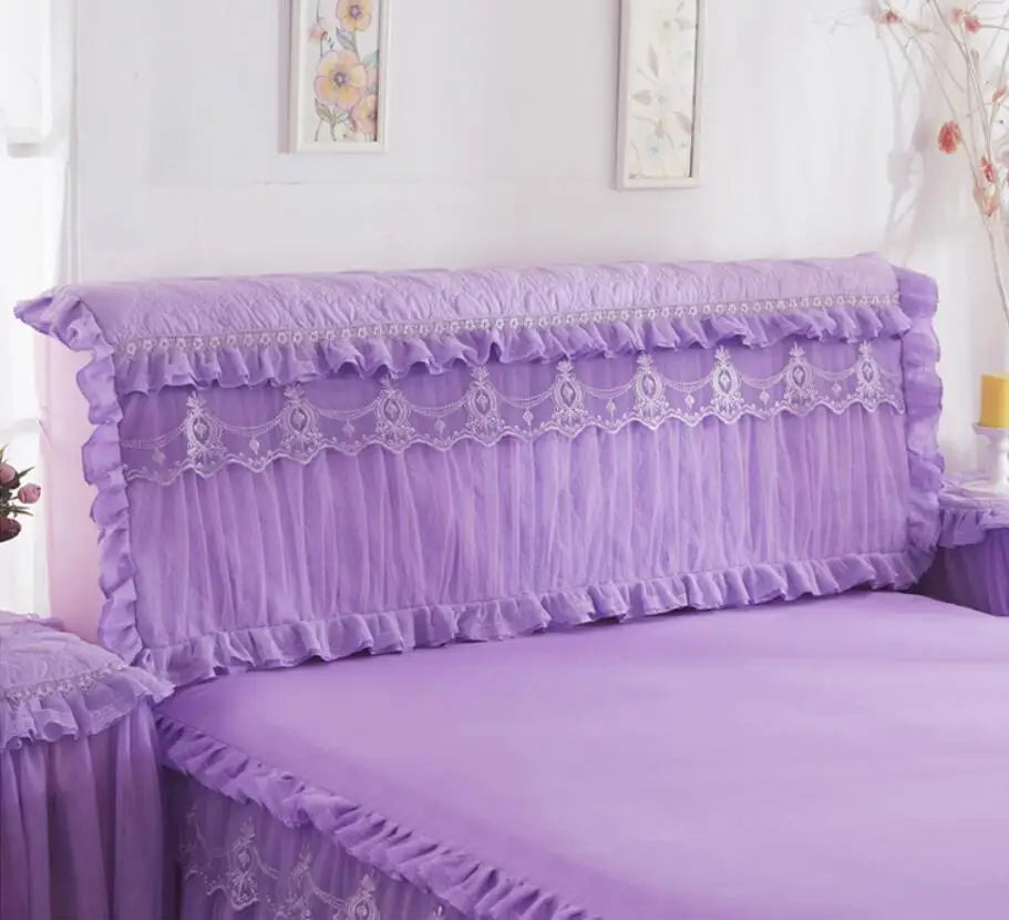 Ropa de cama de princesa de encaje de estilo coreano, faldas de cama, fundas de almohada, 100% de algodón, colchas Beige, funda de cama, textiles para el hogar de Color sólido