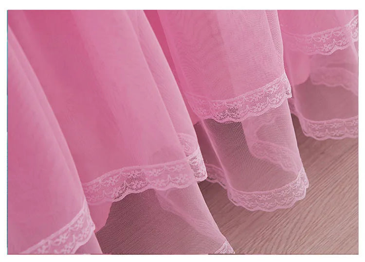 Ropa de cama de princesa de encaje de estilo coreano, faldas de cama, fundas de almohada, 100% de algodón, colchas Beige, funda de cama, textiles para el hogar de Color sólido