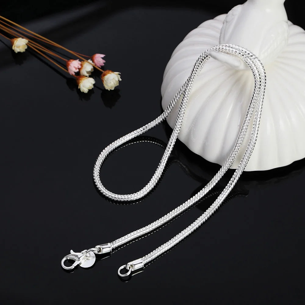 40-75 cm Plata de Ley 925 1 MM/2 MM/3 MM collar de cadena de serpiente sólida para hombres mujeres joyería de moda para colgante envío gratis
