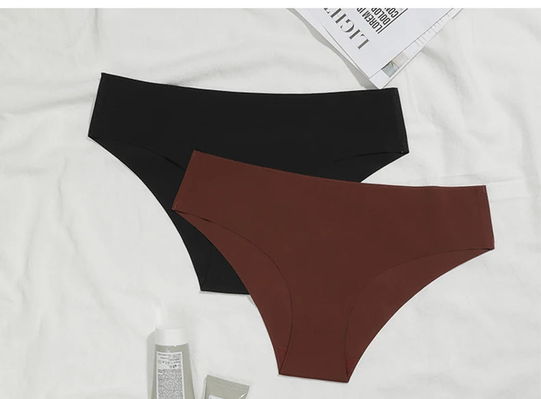 Conjunto de 3 uds de bragas sin costuras para mujer, ropa interior Sexy transpirable de cintura baja, bragas de seda sólidas, bragas invisibles sin costuras para mujer, calzones sin costura mujer