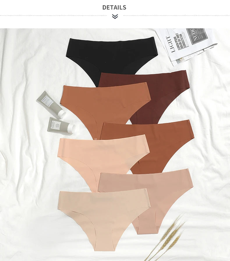 Conjunto de 3 uds de bragas sin costuras para mujer, ropa interior Sexy transpirable de cintura baja, bragas de seda sólidas, bragas invisibles sin costuras para mujer, calzones sin costura mujer